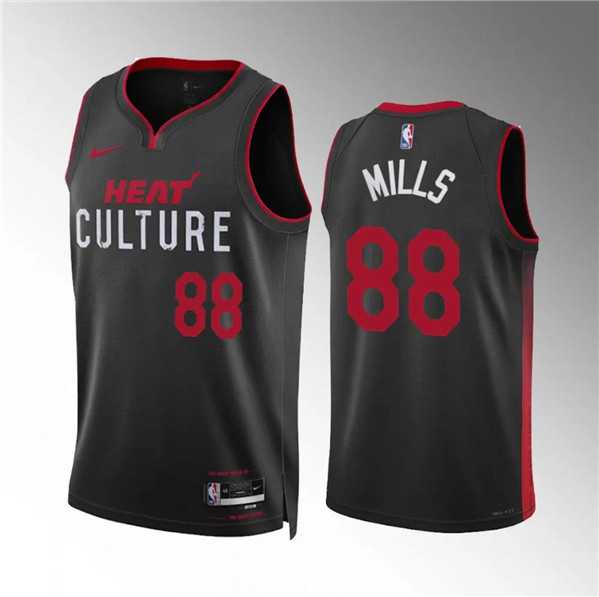 Men%27s Miami Heat #88 Patrick Mills Black 2023-24 City Edition Stitched Basketball Jersey Dzhi